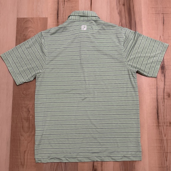 FJ Golf Polo Lisle Space Dye Stripe Honeydew Green Gray Medium Shirt - Picture 9 of 11